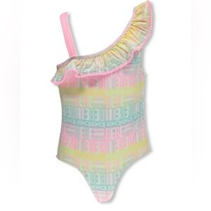 Bebe Girls' NWT 1-Piece Rainbow Wave Swimsuit Pink Multi Color Size 2T